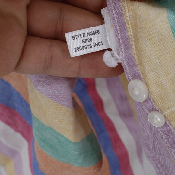 J Crew Shirt Men Large Baird McNutt Irish Linen Striped Button Down Short Sleeve - Picture 5 of 12